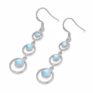 Womens Larimar Sterling Silver Dangle Earrings